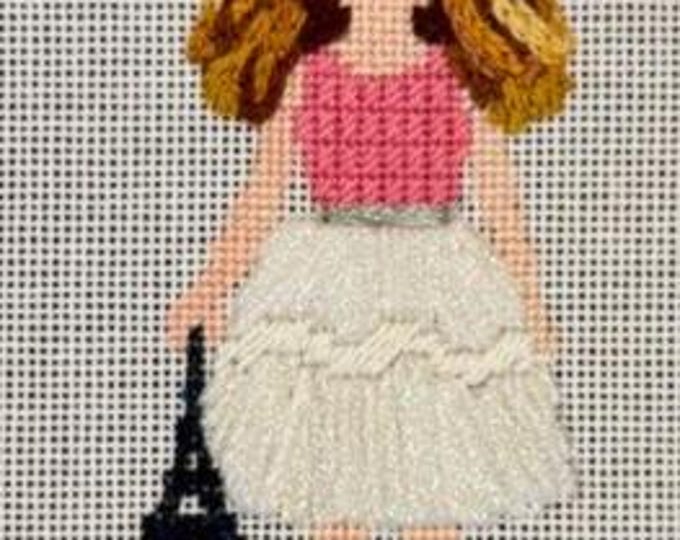 IN STOCK Carrie Needlepoint Canvas 5"x3"  finished size #18 mesh. Allow 3 weeks. Free Shipping. Unfinished canvas (picture is finished)