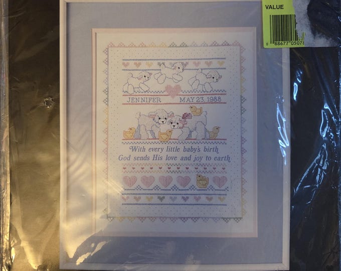 Dimensions Lambs Birth Record Stamped Cross Stitch Kit. FREE SHIPPING. Good Condition.