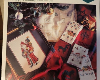 Vintage Charles Craft Happy Holidays. Cross Stitch Pattern Book.