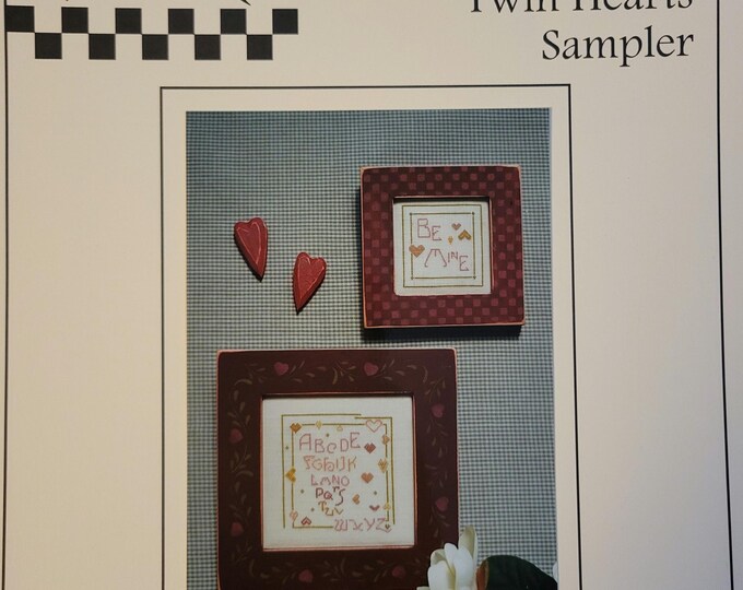 Brightneedle Twin Hearts Sampler Cross Stitch Pattern. FREE SHIPPING. Used Condition.