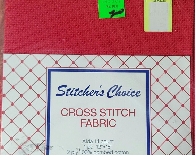 Stitchers Choice Aida Cloth 14ct 12"x18" red. FREE SHIPPING.