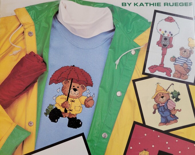 Leisure Arts Beary Cute Sweats in Waste Canvas Cross Stitch Pattern. Free SHIPPING. Older Used Condition. Pattern looks like it was trimmed.