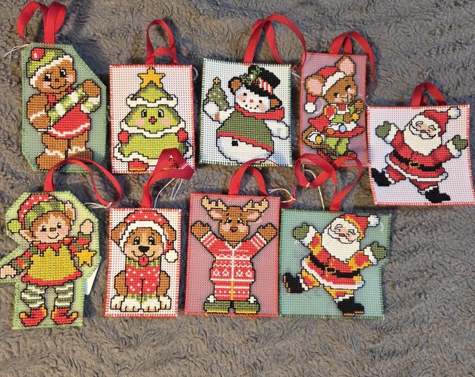 Handmade 3inch Christmas Ornaments Variety. Cross Stitched. FREE SHIPPING.