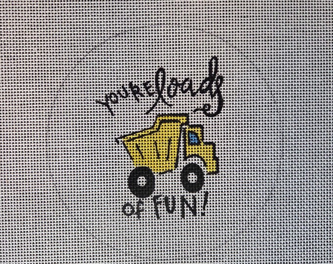 Camilla Moss Youre Loads of FunNeedlepoint Canvas with Threads.  18 Mesh 4.5" Round. Preowned Estate Sale Like New Condition. Free Shipping.
