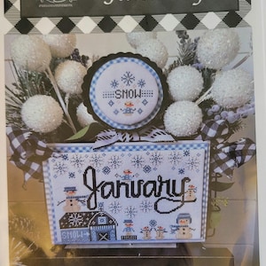 Stitching with the Housewives Month 2 Month January Cross Stitch Pattern. FREE SHIPPING. Good Condition