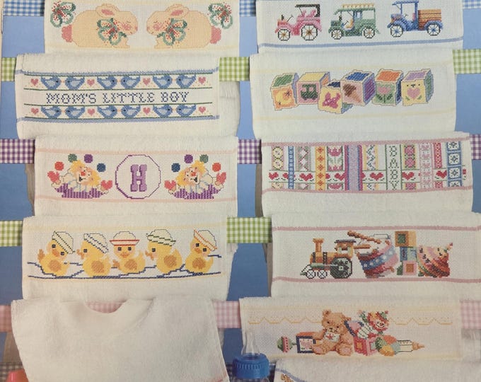 American School of Needlework Borderline Baby Bibs Cross Stitch Pattern. Free Shipping. Used Condition.
