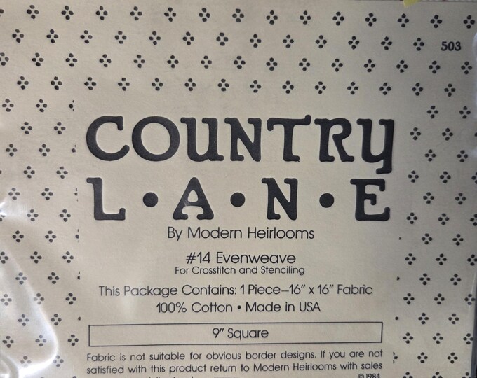 Country Lane #14 Evenweave 16x16 Fabric with 9" Square Dark Pink. FREE SHIPPING.