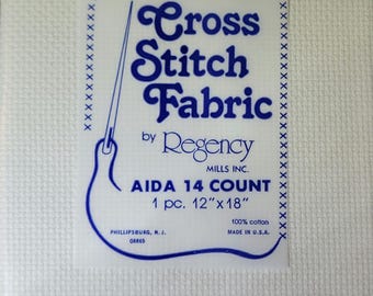 Aida Cloth 14ct 12"x18" white. FREE SHIPPING.