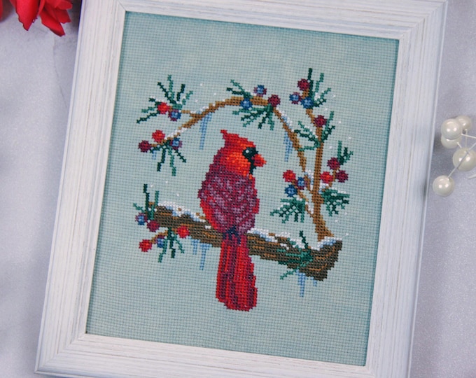 Stitch Crypt The Winters Cardinal Cross Stitch Pattern. 73wx85h Needlework Marketplace Excl New. Free Shipping.