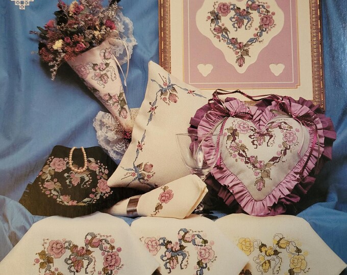 Ribbons and Roses Cross Stitch Pattern. FREE SHIPPING. Used Condition.