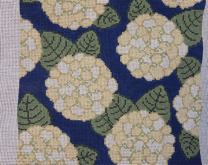 Love MHB Hydrangeas Needlepoint Canvas.  13 Mesh 10"x10". Preowned Estate Sale Good Cond. Canvas Rolled.