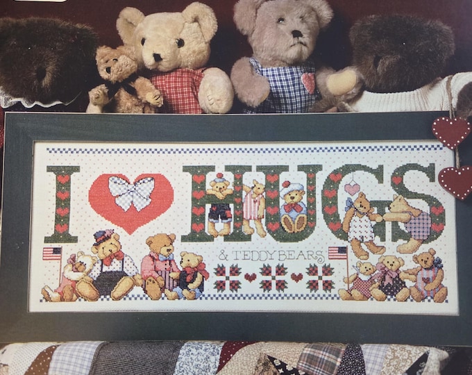 Jeremiah Junction I Love Hugs & Teddy Bears Cross Stitch Pattern. FREE SHIPPING. Used Condition.