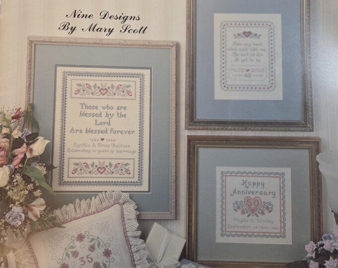 Leisure Arts Happy Anniversary Cross Stitch Pattern. FREE SHIPPING. Used Condition