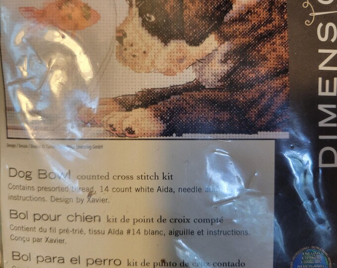 Dimensions Dog Bowl Counted Cross Stitch Kit. FREE SHIPPING. Good Condition.