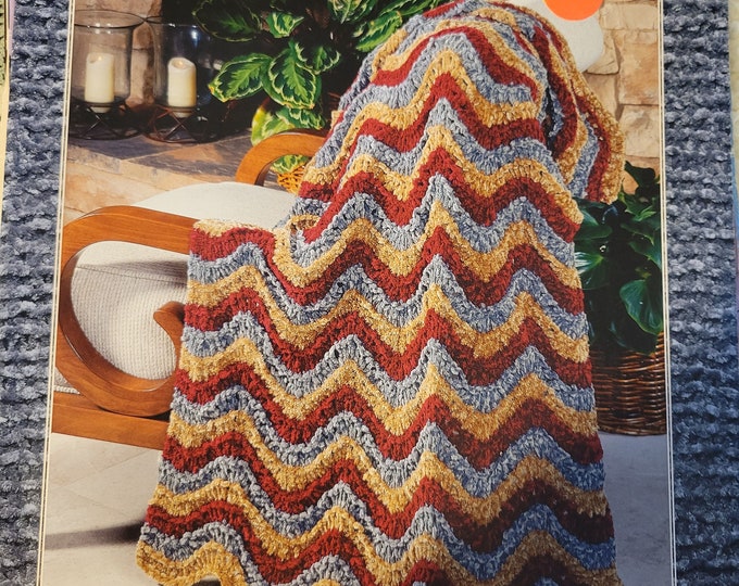 Vintage American School of Needlework Chenille Throws to Knit and Crochet Pattern. Good condition.