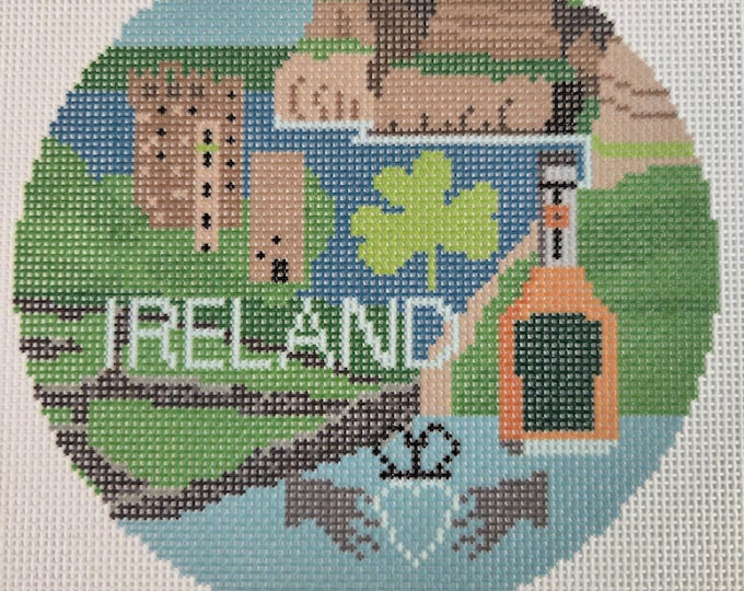 Ireland Needlepoint Canvas. 18 Mesh 5" Round. New Condition. Free Shipping.