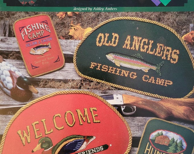 Hunting Lodge Sportsmans Lodge Signs Cross Stitch Pattern. FREE SHIPPING. Used Condition.