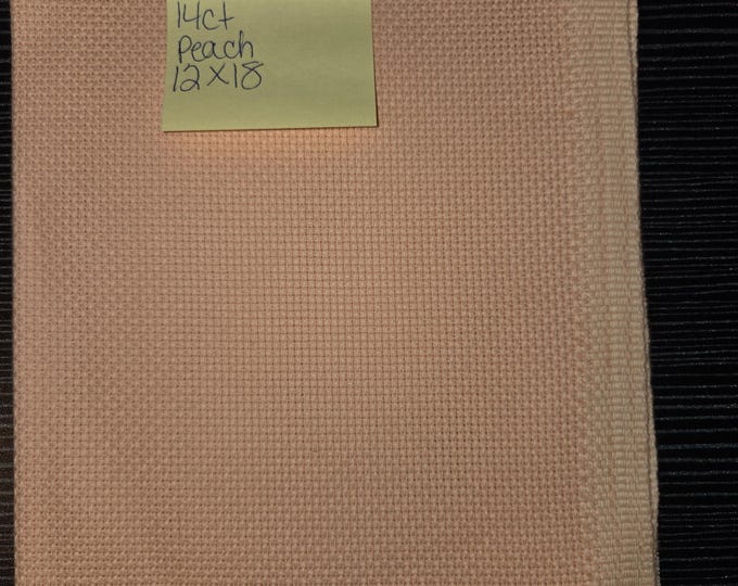 Aida Cloth 14ct 12"x18" peach. FREE SHIPPING.