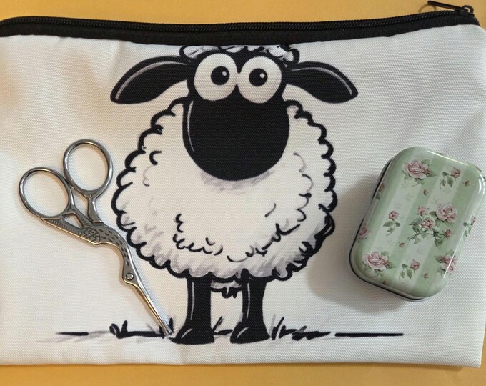 6x8 Sheep Project Bag Stork Scissors and Needle Tin Included . New Condition. Free Shipping.