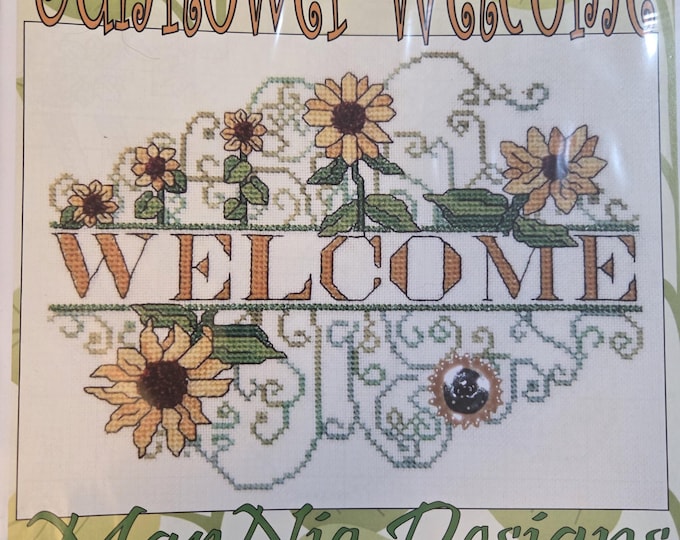 Marnic Designs Sunflower Welcome Cross Stitch Pattern. FREE SHIPPING. Used Condition.