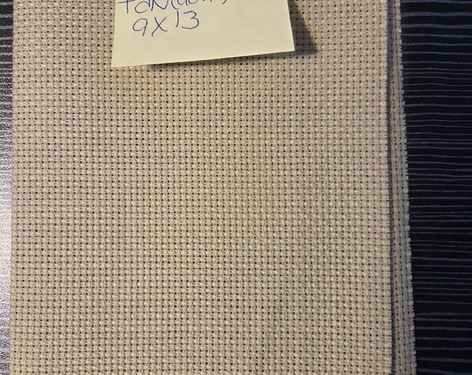 Aida Cloth 14ct 9"x13" dark tan. FREE SHIPPING.