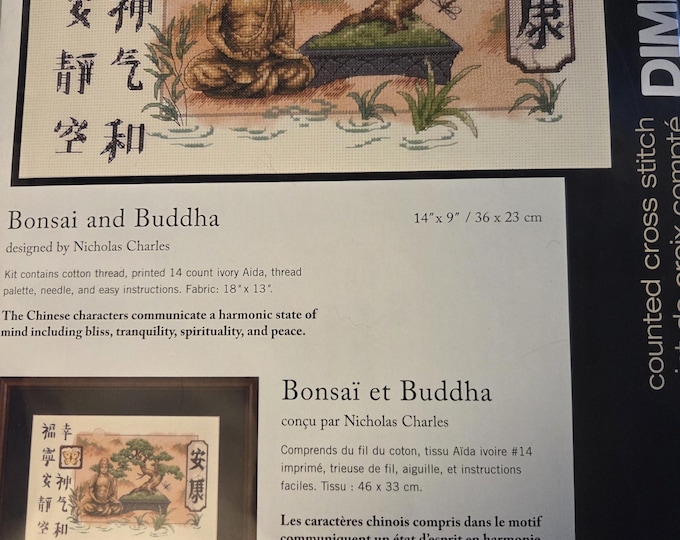 Dimensions Bonsai and Buddha Counted Cross Stitch Kit. FREE SHIPPING. Repackaged in a polybag.
