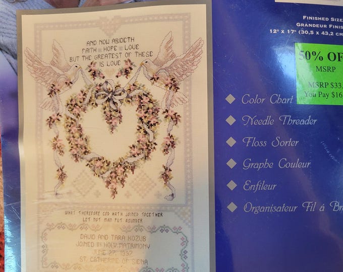 Janlynn Wedding Doves Counted Cross Stitch Kit. FREE SHIPPING. Good Condition.