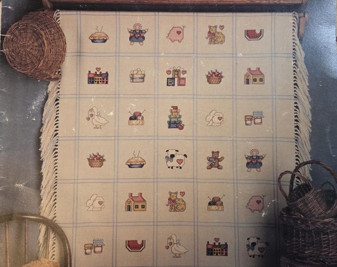 Leisure Arts My Country Afghan Cross Stitch Pattern. Free SHIPPING. Preowned Older Worn Used Condition