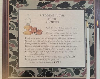 Wedding Vows of the Hunter Cross Stitch Pattern. Free SHIPPING. Older Used Condition.