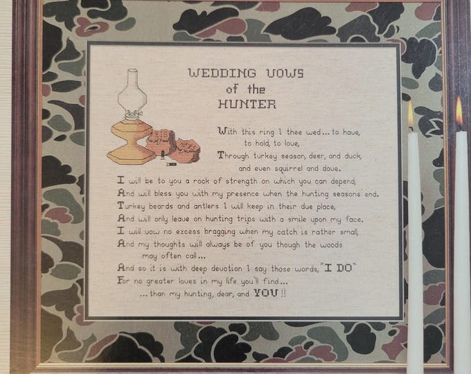 Wedding Vows of the Hunter Cross Stitch Pattern. Free SHIPPING. Older Used Condition.