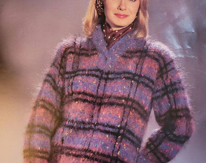 Ironstone Plaid Sweater Mohair Knit Pattern Style 647. Free Shipping. Vintage Condition.