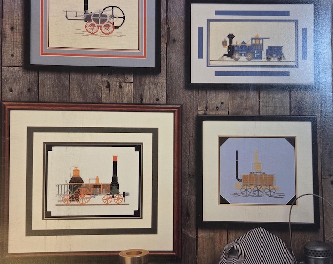 Jeanette Crews Antique Trains Cross Stitch Pattern. FREE SHIPPING. Used Condition.