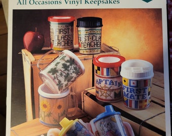 Vintage Charles Craft All Occassions Vinyl Keepsakes for cups.. Cross Stitch Pattern Book.