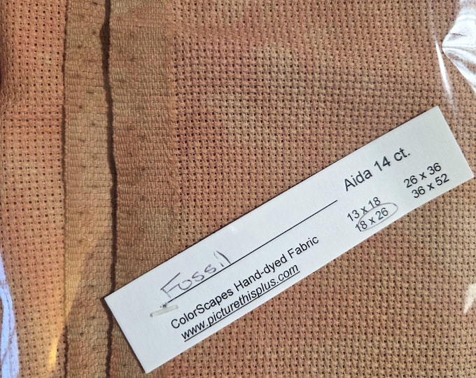 14ct Aida Colorscapes Hand Dyed Fabric Fossil 18x26. FREE SHIPPING.