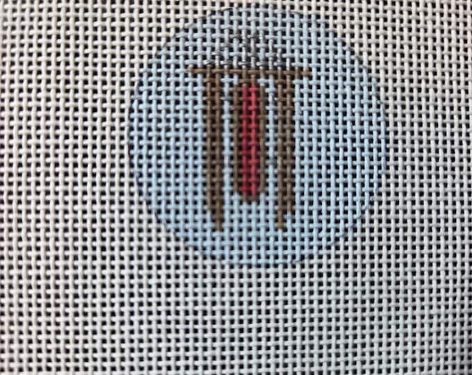 Sled Mini Round Needlepoint Canvas.  18 Mesh 1.5" Mini Round. Preowned Estate Sale Like New Condition. Free Shipping.