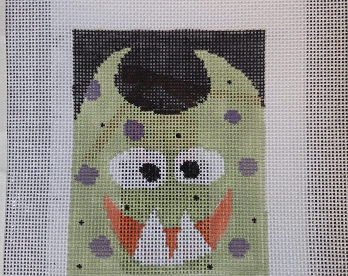 Kathy Schenkel Monster Mash Treat Bag Needlepoint Canvas Kit 18# 3.25"x4" Preowned Estate Sale Like New Condition. Free Shipping.