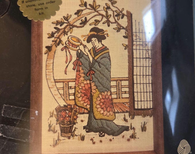 Dimensions Oriental Woman with Drum Crewel Kit. FREE SHIPPING. Older Condition.