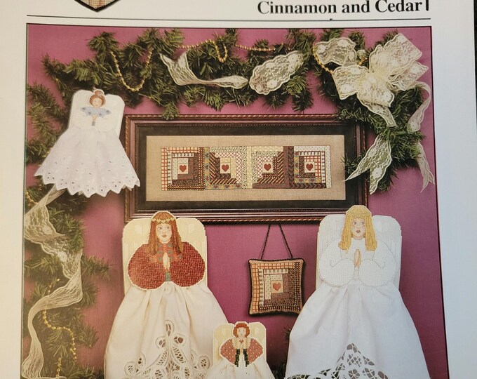 Vintage HeartStrings Cinnamon and Cedar Cross Stitch Pattern. Free SHIPPING.