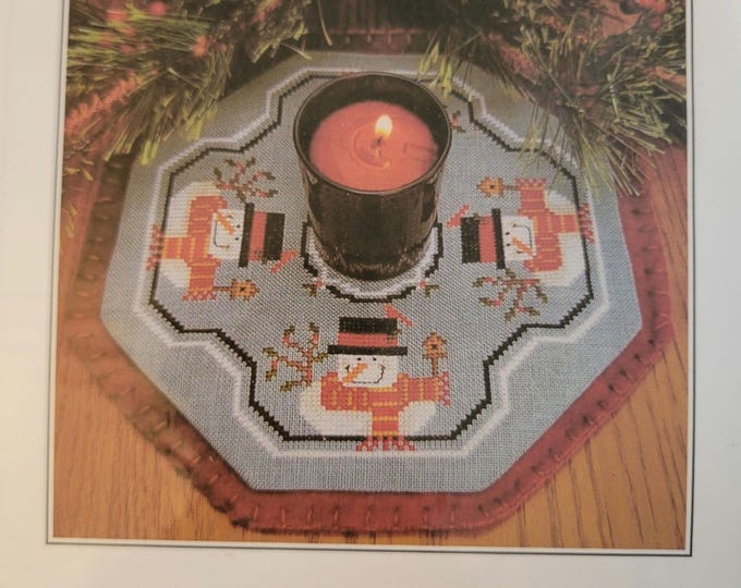 Prairie Grove Peddler Candle Mats Snowmen Cross Stitch Pattern. FREE SHIPPING.