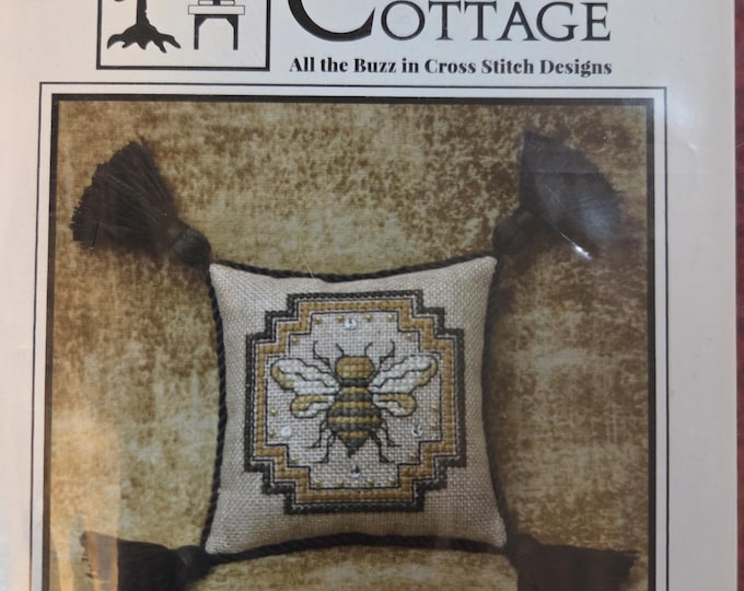 Bee Cottage Bee Pincushion Cross Stitch Pattern with embellishments. FREE SHIPPING. Good Condition.