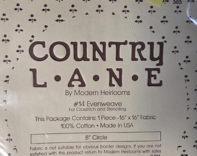 Country Lane #14 Evenweave 16x16 Fabric with 8" Circle Blue. FREE SHIPPING.