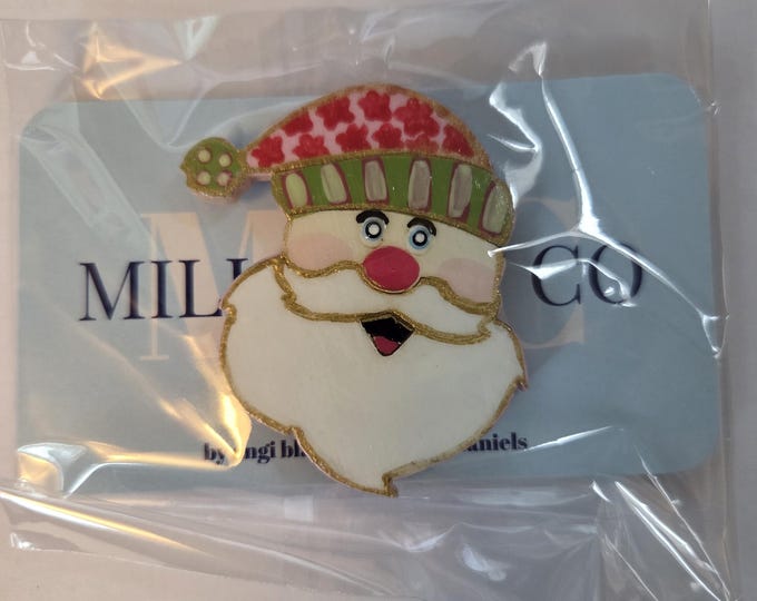 Millie B & Co Handpainted Wooden Whimsy Santa Needle Minder. FREE SHIPPING. New Condition.