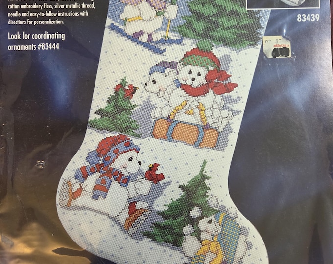 Bucilla White Christmas Christmas Stocking Counted Cross Stitch Kit. FREE SHIPPING. Good Condition.