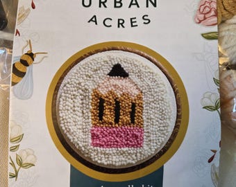Urban Acres Pencil Punch Needle Pattern Kit. Estate Sale Preowned Good Condition. Repackaged.  Free SHIPPING.