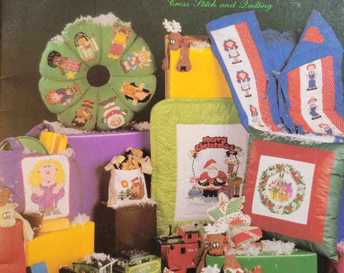 Vintage The Mistletoe Express Cross Stitch and Quilting Pattern Book. FREE SHIPPING.