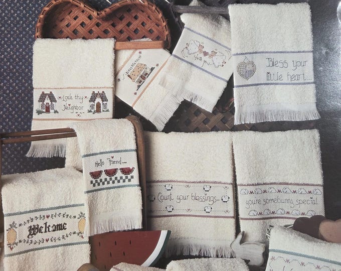 Leisure Arts Sweet Sentiments for Borderline Towels Cross Stitch Pattern. Free SHIPPING. Used Condition.