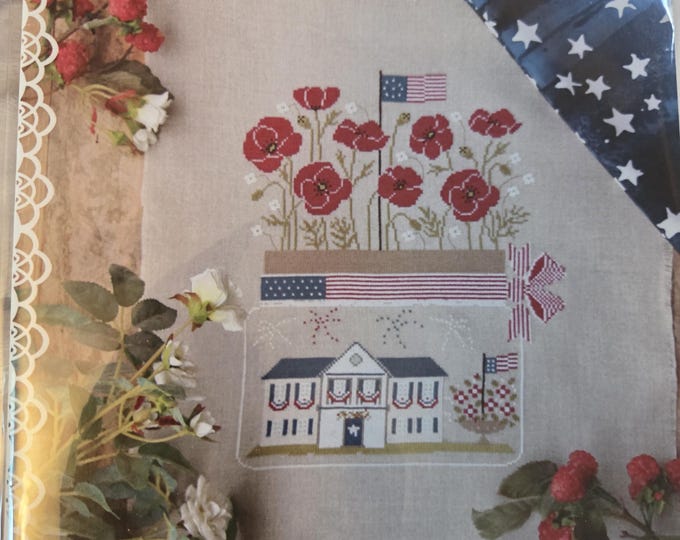 Madame Chantilly 4th July in a Jar Cross Stitch Pattern. Free Shipping. Good Condition.