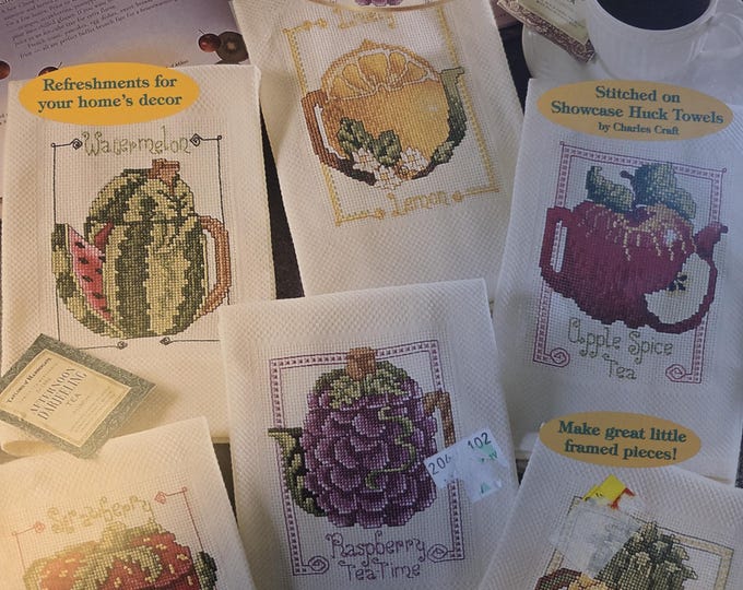 Stitch World Fresh Fruit Teapots Cross Stitch Pattern. FREE SHIPPING. Used Condition.