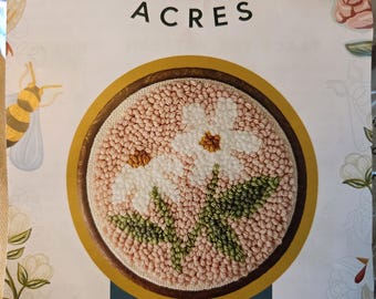 Urban Acres Pink Daisies Punch Needle Pattern Kit. Estate Sale Preowned Good Condition. Repackaged.  Free SHIPPING.