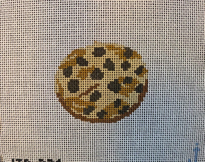 Jessica Tongel Mini Chocolate Chip Cookie Needlepoint Canvas 18# 2.4"x2". Preowned Estate Sale Like New Cond.